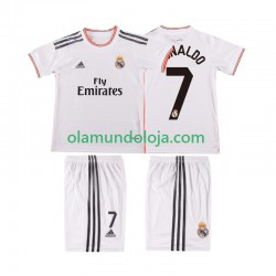 Camisola Real Madrid Cristiano Ronaldo 7 2013 2014 Retro Criança Equipamento Primeiro Manga Curta